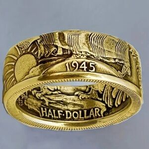 Brand New Vintage Golden Half Dollar Coin Ring